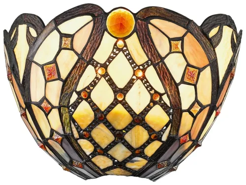 Бра Тиффани 865-801-01 Velante разноцветный на 1 лампа, основание бронзовое коричневое в стиле тиффани орнамент
