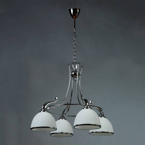Люстра подвесная MA02401CA/004 Chrome Ambiente by Brizzi белая на 4 лампы, основание хром в стиле модерн 