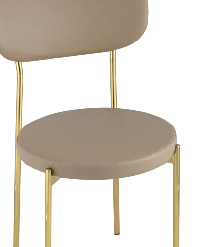 Стул обеденный Барбара, экокожа бежевая, золотые ножки УТ000028059 Stool Group, бежевый/экокожа, ножки/металл/золотой, размеры - ****485*535 фото 6