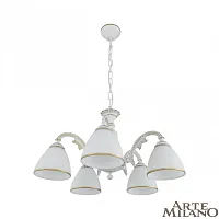 Люстра подвесная AM340837 340837/5 WT+G Arte Milano белая на 5 ламп, основание белое в стиле классический 