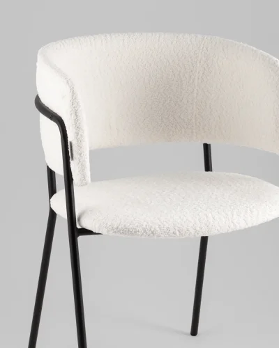 Кресло Нэлли New, букле белый УТ000039409 Stool Group, белый/букле, ножки/металл/чёрный, размеры - ***** фото 3