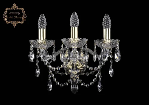 Бра 10.25.3.141.Gd.Sp Bohemia Art Classic прозрачный на 3 лампы, основание золотое в стиле классический 