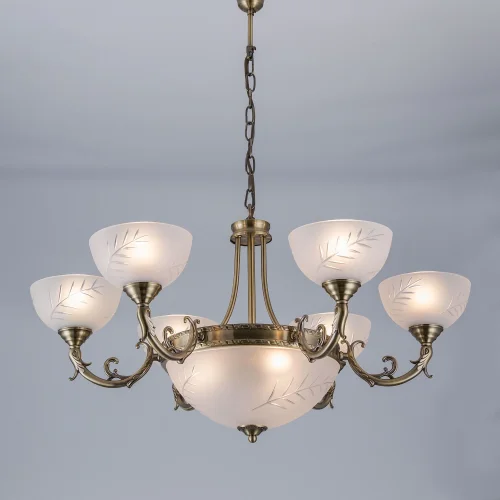 Люстра подвесная Кремона CL406193 Citilux белая на 9 ламп, основание бронзовое в стиле классика  фото 3