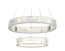 Люстра подвесная LED TR5001 Ambrella light прозрачная на 1 лампа, основание хром в стиле классический современный кольца