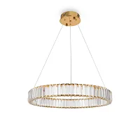 Светильник подвесной LED с пультом Tier FR5257PL-L25G Freya прозрачный на 1 лампу, основание латунь в стиле современный кольца