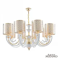 Люстра подвесная Florentia-8857 308857/8 Wh/Gd Arte Milano белая золотая на 8 ламп, основание золотое в стиле современный арт-деко 