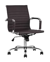 Кресло офисное TopChairs City S, коричневое УТ000001925 Stool Group, коричневый/экокожа, ножки/металл/хром, размеры - ****560*620