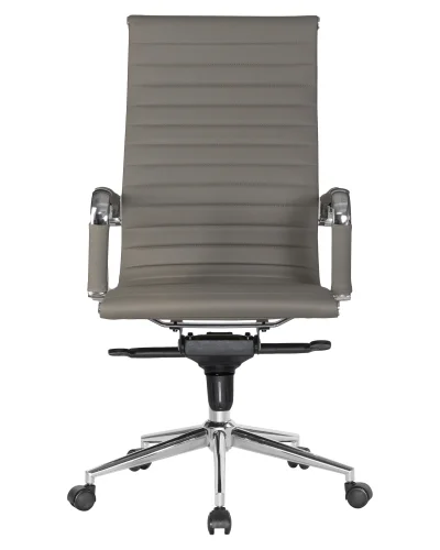 Офисное кресло для руководителей 101F-LMR CLARK, цвет сиденья серый Dobrin, серый/экокожа, ножки/металл/хром, размеры - 1090*1150***680*680 фото 6