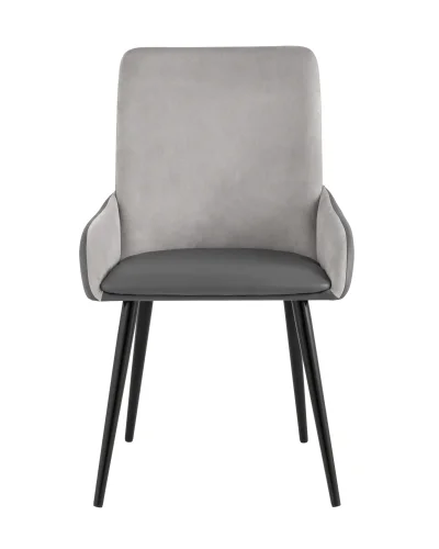 Стул Мюнхен экокожа серая велюр серый УТ000035940 Stool Group, серый/экокожа, ножки/металл/чёрный, размеры - ****530*580 фото 2
