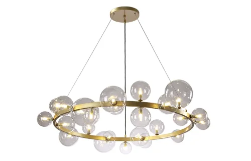 Люстра подвесная AGATA SP24 V2 GOLD/TRANSPARENTE Crystal Lux прозрачная на 24 лампы, основание золотое в стиле современный шар фото 3