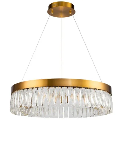 Люстра подвесная LED 0644CL-5AB Milosh Tendence прозрачная на 1 лампу, основание бронзовое в стиле современный 