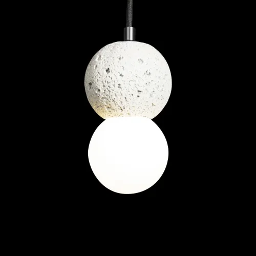Светильник подвесной Quill 10109 Light grey LOFT IT белый 1 лампа, основание чёрное в стиле арт-деко шар фото 6