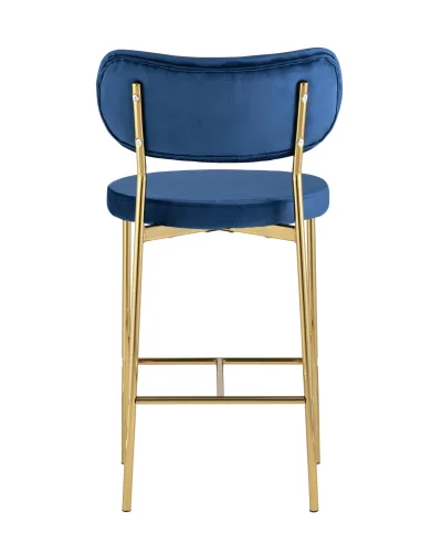 Cтул полубарный Барбара, велюр синий, золотые ножки УТ000028063 Stool Group, синий/велюр, ножки/металл/золотой, размеры - ****485*535 фото 3