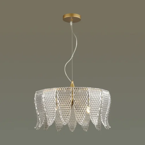 Светильник подвесной Beatris 5296/5 Lumion прозрачный 5 ламп, основание матовое золото в стиле современный  фото 4