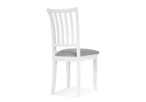 Деревянный стул Фрезино серый велюр / белый 515972 Woodville, серый/велюр, ножки/массив бука/белый, размеры - ****400*500 фото 4