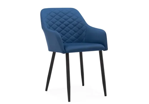 Кресло Стив синее / черное 571406 Woodville, синий/велюр, ножки/металл/чёрный, размеры - ****520*680
