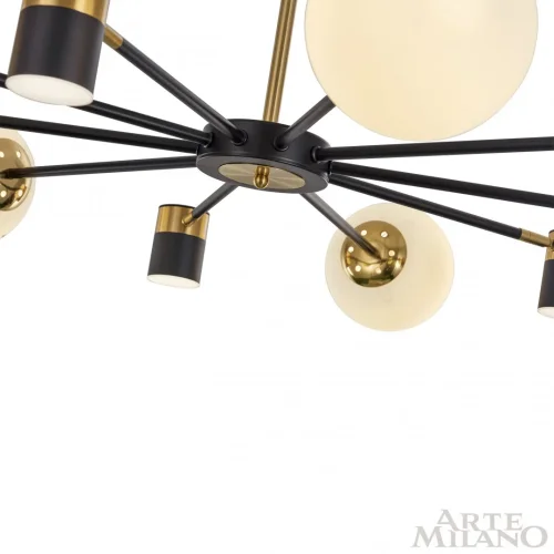 Люстра потолочная LED Ferrara-71040 274802/10 BK/GD Arte Milano белая на 10 ламп, основание чёрное в стиле современный фото 4