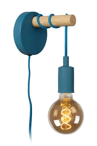 Бра с выключателем в розетку Paulien 08227/01/35 Lucide без плафона на 1 лампа, основание синее в стиле современный 