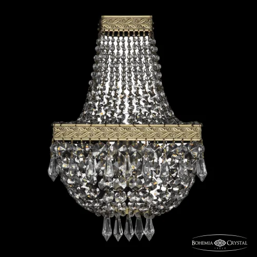 Бра 19272B/H1/20IV Pa Bohemia Ivele Crystal прозрачный на 2 лампы, основание бронзовое патина в стиле классический sp