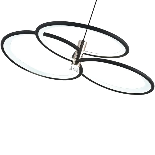 Люстра подвесная с пультом LED LAMPS 81363 Natali Kovaltseva белая чёрная на 1 лампу, основание чёрное золотое в стиле современный хай-тек с пультом кольца фото 7