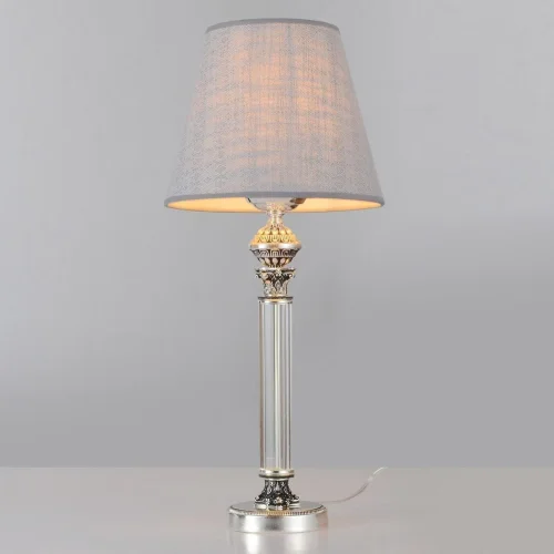 Настольная лампа Rivoli OML-64204-01 Omnilux серая 1 лампа, основание серебряное металл в стиле классический  фото 2