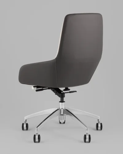 Кресло офисное TopChairs Soulo, бежевый, серый УТ000039420 Stool Group, бежевый/экокожа, ножки/металл/хром, размеры - *1005**** фото 5