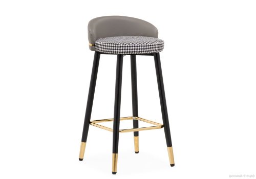 Полубарный стул Kardial gray / black 15673 Woodville, серый/ткань экокожа, ножки/металл/чёрный, размеры - ****410*400