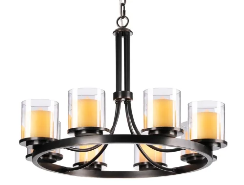 Люстра подвесная 35008/С Newport прозрачная на 8 ламп, основание чёрное в стиле американский современный 