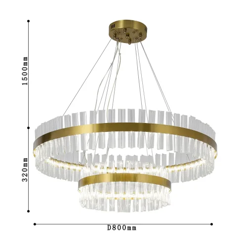 Люстра подвесная LED с пультом Placerat 4012-12P Favourite прозрачная на 1 лампа, основание золотое в стиле современный с пультом кольца фото 3