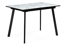 Деревянный стол Агни 110(140)х68х76 мрамор белый / черный матовый 528558 Woodville столешница белая мрамор из стекло