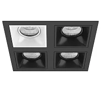 Светильник точечный Domino Quadro D54706070707 Lightstar чёрный белый 4 лампы, основание чёрное в стиле современный хай-тек 