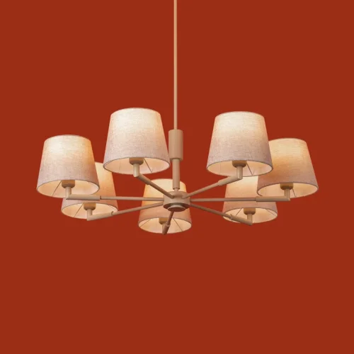 Люстра на штанге Butler FR2057PL-07BG Freya бежевая на 7 ламп, основание бежевое в стиле классический американский кантри фото 7