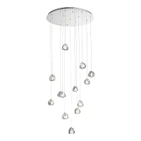 Люстра каскадная LED Waterfall SL6017.101.13 ST-Luce прозрачная на 13 ламп, основание хром в стиле современный каскад