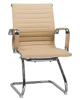 Офисное кресло для посетителей 102N-LMR CODY, цвет сиденья бежевый, цвет основания хромированная сталь Dobrin, бежевый/экокожа, ножки/металл/хром, размеры - ****535*600