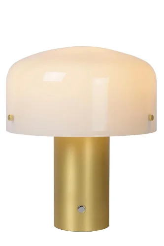 Настольная лампа Timon 05539/01/02 Lucide белая 1 лампа, основание латунь матовое золото металл в стиле кантри 