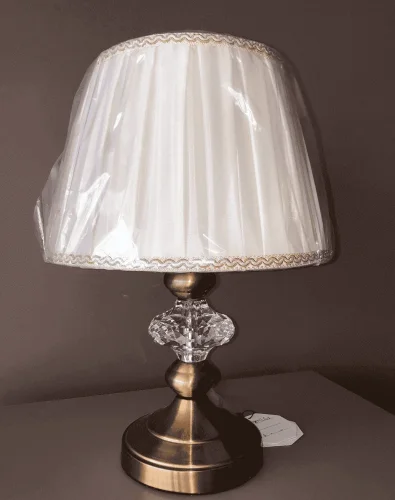 Настольная лампа IRIDIUM LG Crystal Lux бежевая 1 лампа, основание античное бронза хрусталь металл в стиле арт-деко  фото 2