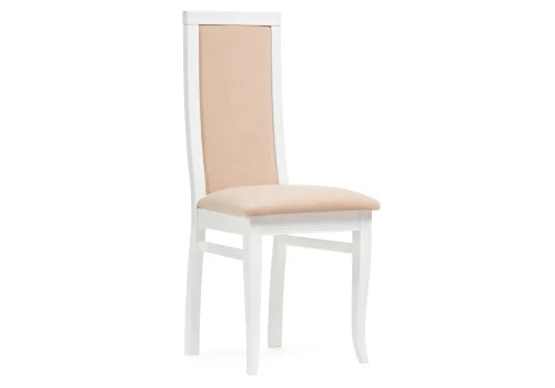 Деревянный стул Давиано бежевый велюр / белый 515978 Woodville, бежевый/велюр, ножки/массив бука дерево/белый, размеры - ****450*500