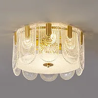 Люстра потолочная LAURENCE CH D45 207825-23 ImperiumLoft прозрачная на 4 лампы, основание латунь в стиле современный 