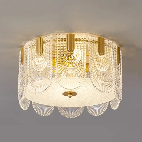 Люстра потолочная LAURENCE CH D45 207825-23 ImperiumLoft прозрачная на 4 лампы, основание латунь в стиле современный 