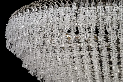 Люстра подвесная хрустальная Bronte E 1.5.80.106 N Arti Lampadari прозрачная на 16 ламп, основание никель в стиле классический арт-деко каскад фото 2