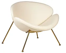Кресло дизайнерское 72-LMO EMILY, цвет сиденья белый YP17, цвет основания золотой Dobrin, белый/винил, ножки/металл/золотой, размеры - ****810*780