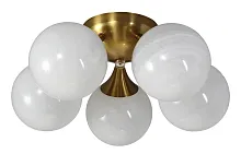 Люстра потолочная SUITE PL5 BRONZE Crystal Lux белая на 5 ламп, основание бронзовое в стиле современный шар