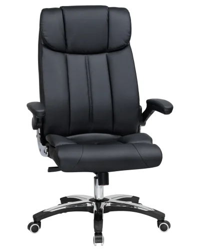 Офисное кресло для руководителей 107B-LMR RONALD, цвет чёрный Dobrin, чёрный/экокожа, ножки/металл/хром, размеры - 1130*1190***720*720