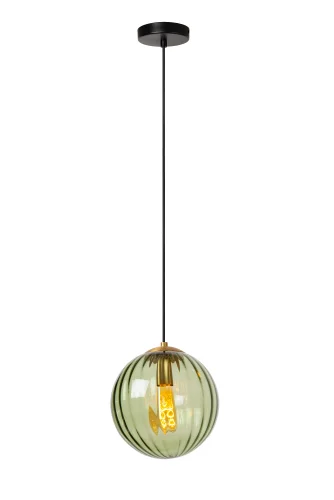 Светильник подвесной Monsarez 45493/30/33 Lucide зелёный 1 лампа, основание чёрное в стиле современный выдувное