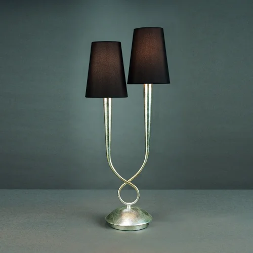 Настольная лампа PAOLA PAN PLATA 3536 Mantra коричневая 2 лампы, основание серебряное металл в стиле современный  фото 4