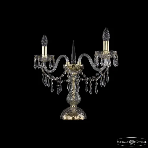 Настольная лампа 1403L/2/141-39 G Bohemia Ivele Crystal без плафона 2 лампы, основание золотое металл хрусталь в стиле классический sp