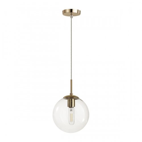Светильник подвесной Summer 6509/1B Lumion прозрачный 1 лампа, основание золотое в стиле минимализм шар