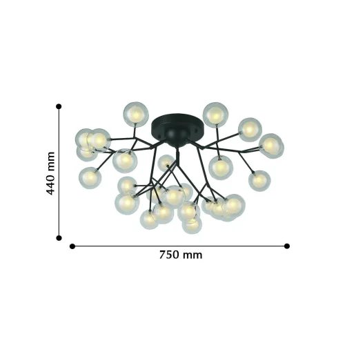 Люстра потолочная Ligamentum 2481-9U F-promo белая на 27 ламп, основание чёрное в стиле современный молекула фото 3