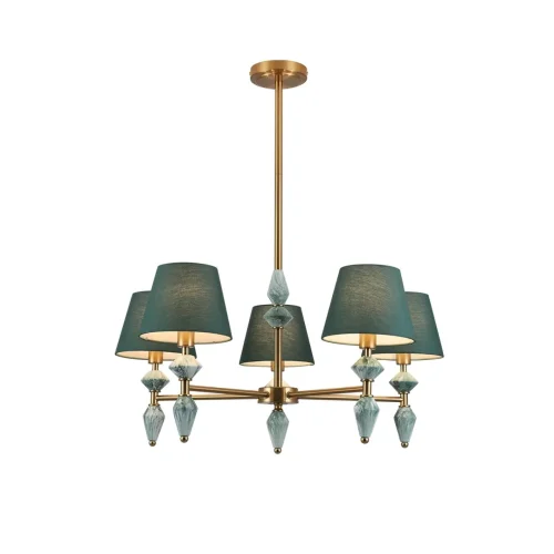 Люстра на штанге Vermont 8275/5 Lumion зелёная на 5 ламп, основание латунь в стиле классический фото 6
