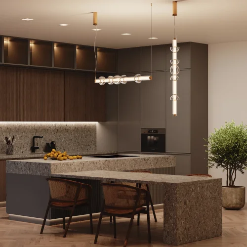 Светильник подвесной LED Cosmo MOD210PL-L39BS3K Maytoni белый прозрачный на 1 лампу, основание латунь в стиле хай-тек современный фото 10